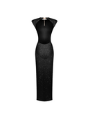 Carilli Embellished Backless Maxi Dress In Black