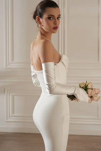 Radka Long Sleeve Strapless Draped Maxi Dress In White