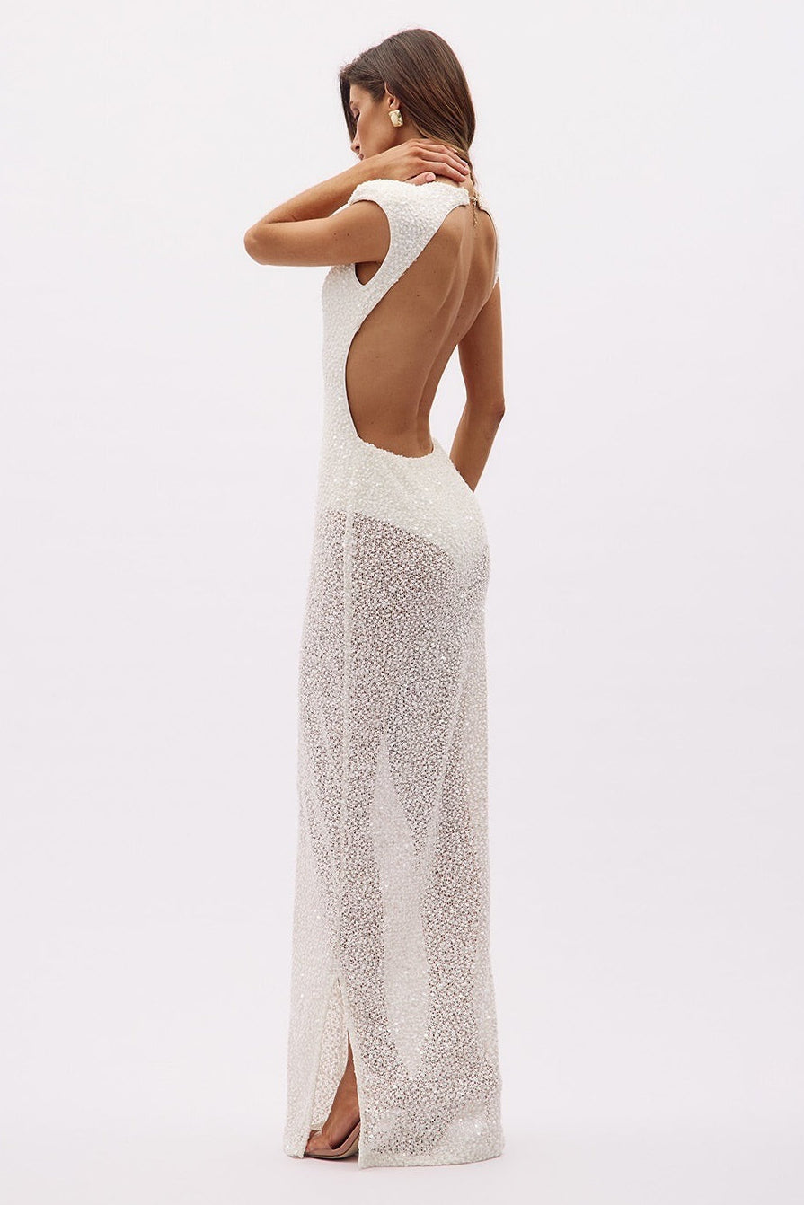 Carilli Embellished Backless Maxi Dress