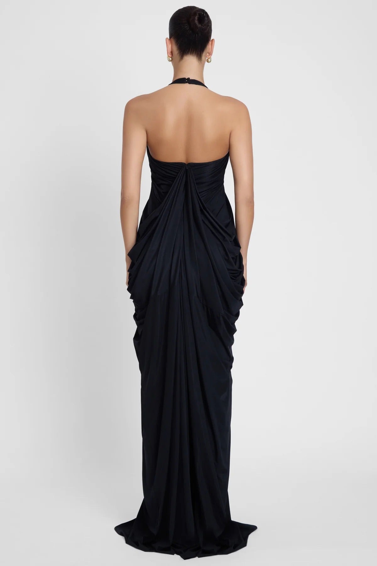Ferdowsi Halter Draped Design Maxi Dress In Black