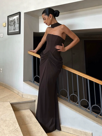 Iskren Strapless Maxi Dress In Brown