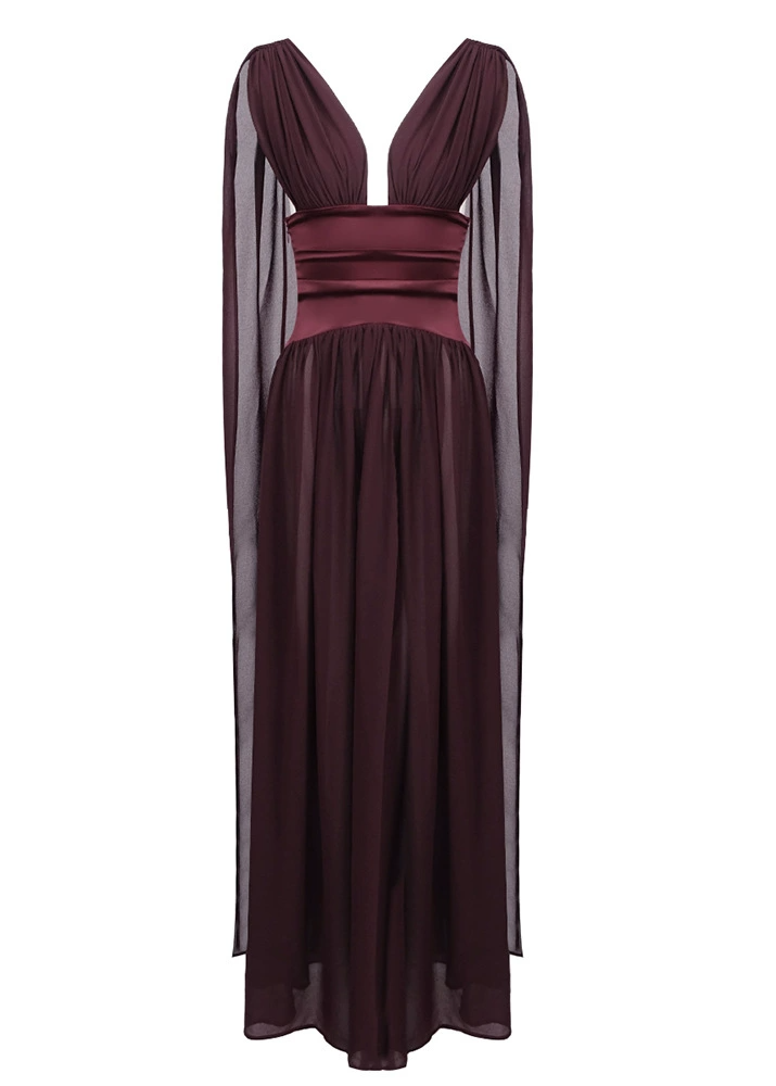 Lorysa Chiffon Maxi Dress In Brown