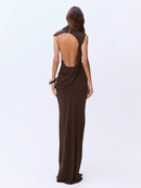Wensor Backless Maxi Dress In Brown