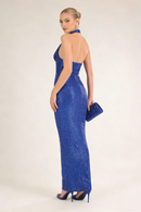 Barron Halter Sequin Embellished Gown In Blue