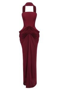 Iskren Strapless Maxi Dress In Burgundy