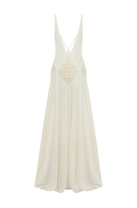 Juviko Lace Backless Maxi Dress In Beige