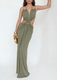 Frasken Backless Cutout Maxi Dress In Black