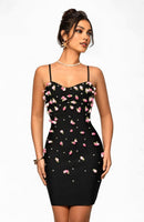 Athelis Floral Pearl Midi Dress In Black