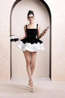 Ulyria Puff Corset Velvet Mini Dress