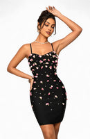 Athelis Floral Pearl Midi Dress In Black