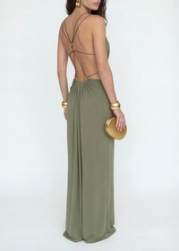 Frasken Backless Cutout Maxi Dress In Black