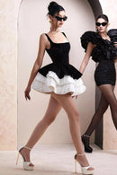 Ulyria Puff Corset Velvet Mini Dress