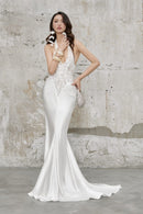 Orzavi Lace Backless Maxi Dress In White