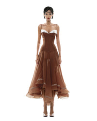 Haidi Spaghetti Mesh Ruffle Maxi Dress