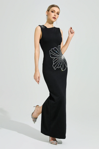 Cirexen Black Diamond Bodycon Maxi Dress