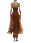 Haidi Spaghetti Mesh Ruffle Maxi Dress