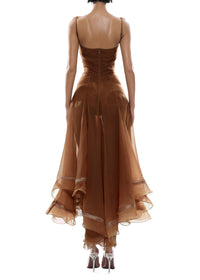 Haidi Spaghetti Mesh Ruffle Maxi Dress