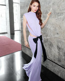 Braelon Bow Detail Backless Maxi Dress In Lavender