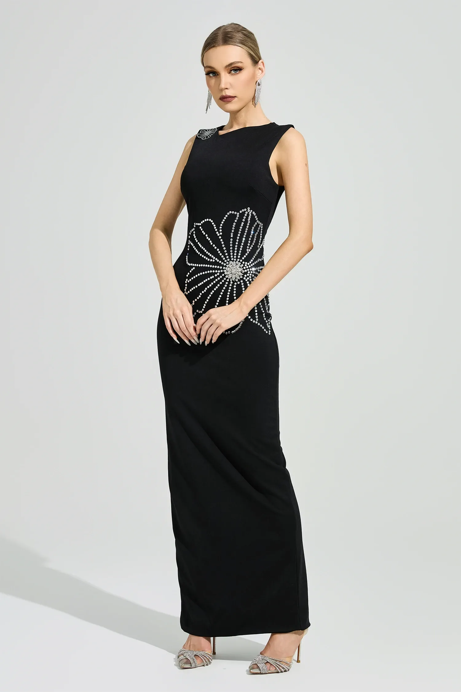 Cirexen Black Diamond Bodycon Maxi Dress