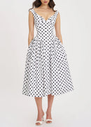 Beldora Polka-Dot Midi Dress
