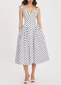 Beldora Polka-Dot Midi Dress