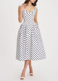 Beldora Polka-Dot Midi Dress