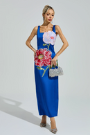 Gabby Blue Floral Embroidered Maxi Dress