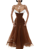 Haidi Spaghetti Mesh Ruffle Maxi Dress
