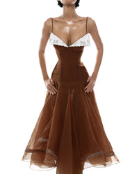 Haidi Spaghetti Mesh Ruffle Maxi Dress