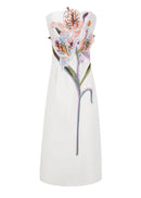 Eudoxia White Floral Embroidered Maxi Dress