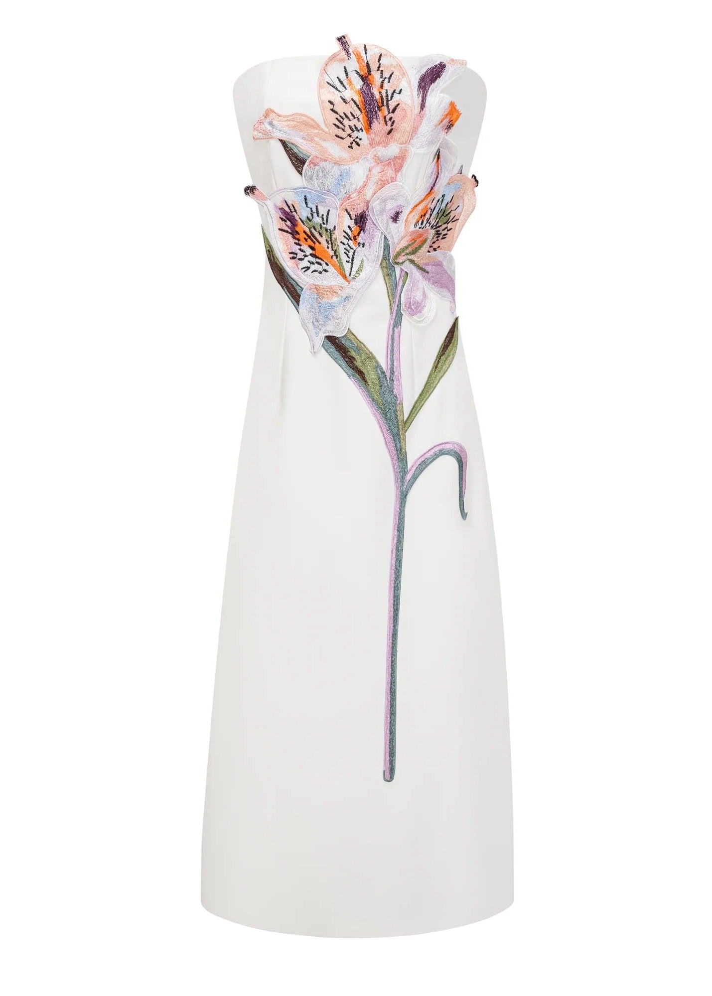 Eudoxia White Floral Embroidered Maxi Dress