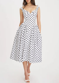 Beldora Polka-Dot Midi Dress