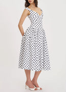 Beldora Polka-Dot Midi Dress