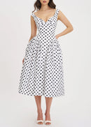 Beldora Polka-Dot Midi Dress