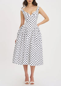 Beldora Polka-Dot Midi Dress