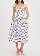 Beldora Polka-Dot Midi Dress