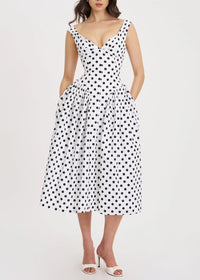 Beldora Polka-Dot Midi Dress
