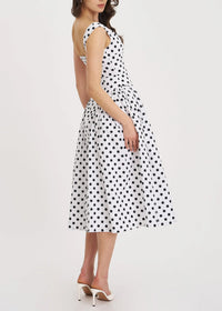 Beldora Polka-Dot Midi Dress