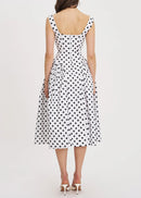 Beldora Polka-Dot Midi Dress