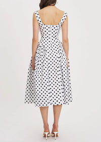 Beldora Polka-Dot Midi Dress