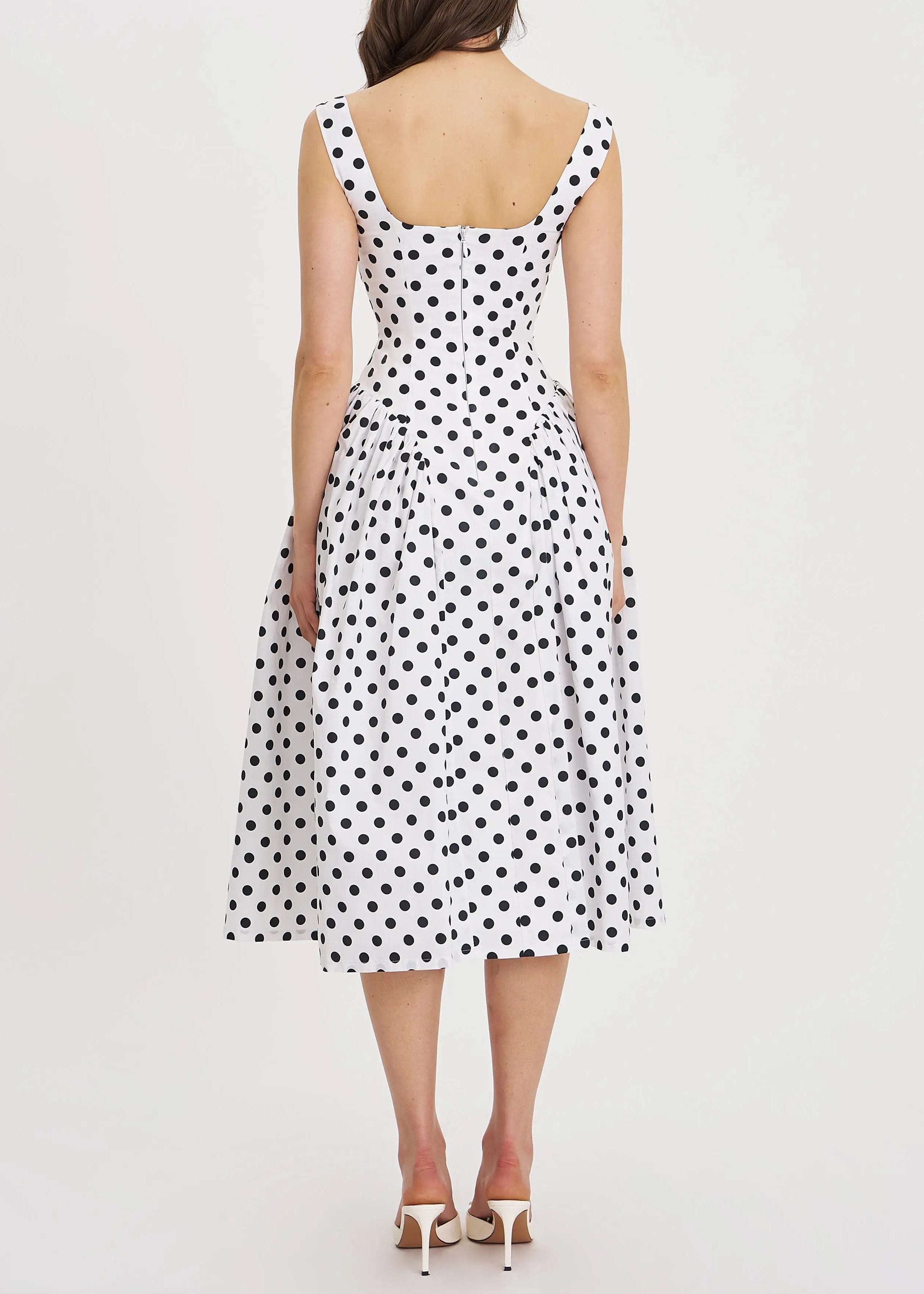 Beldora Polka-Dot Midi Dress