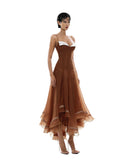 Haidi Spaghetti Mesh Ruffle Maxi Dress