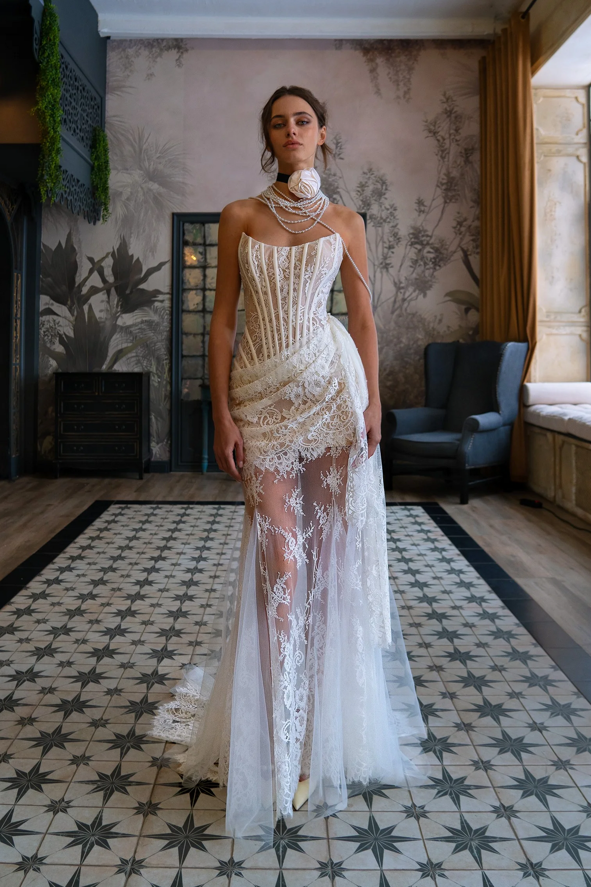 Shiva Strapless Lace Corset Dress Set