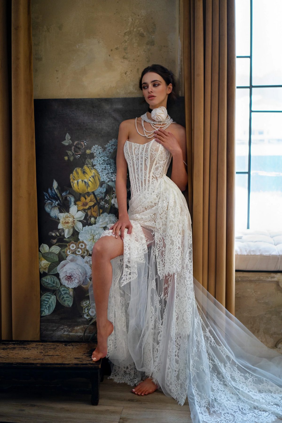 Shiva Strapless Lace Corset Dress Set