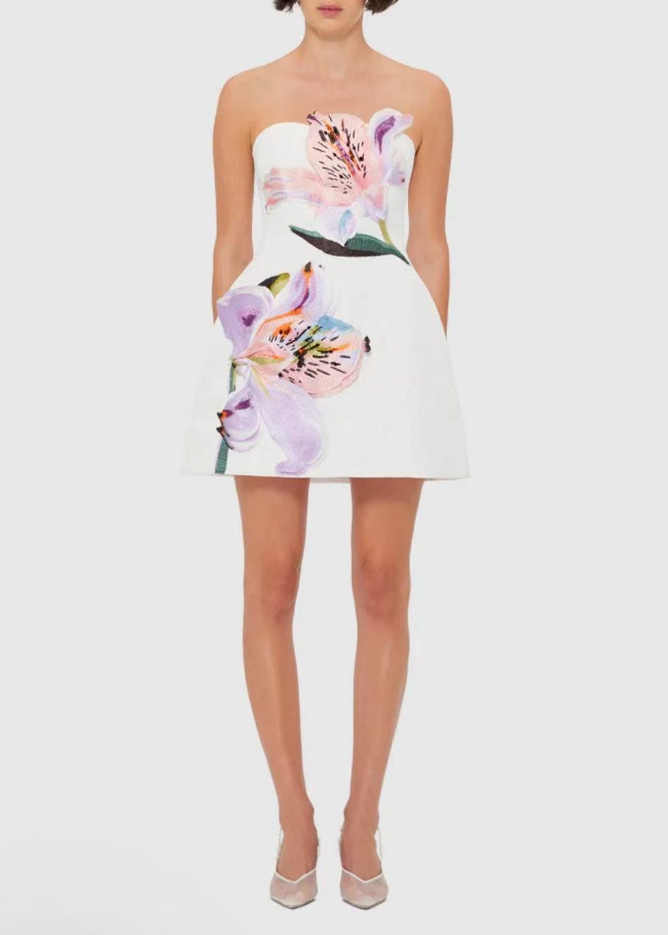 Eliezra White Floral Embroidered Mini Dress