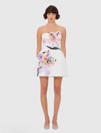 Eliezra White Floral Embroidered Mini Dress