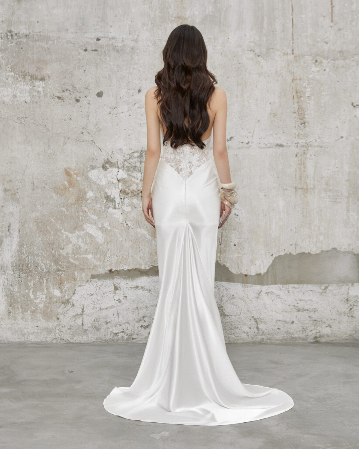 Orzavi Lace Backless Maxi Dress In White