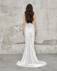 Orzavi Lace Backless Maxi Dress In White