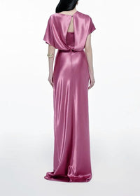 Delvion Satin Solid Ruched Maxi Dress
