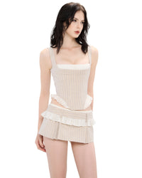 Lenvor Striped Paneled Set In Beige